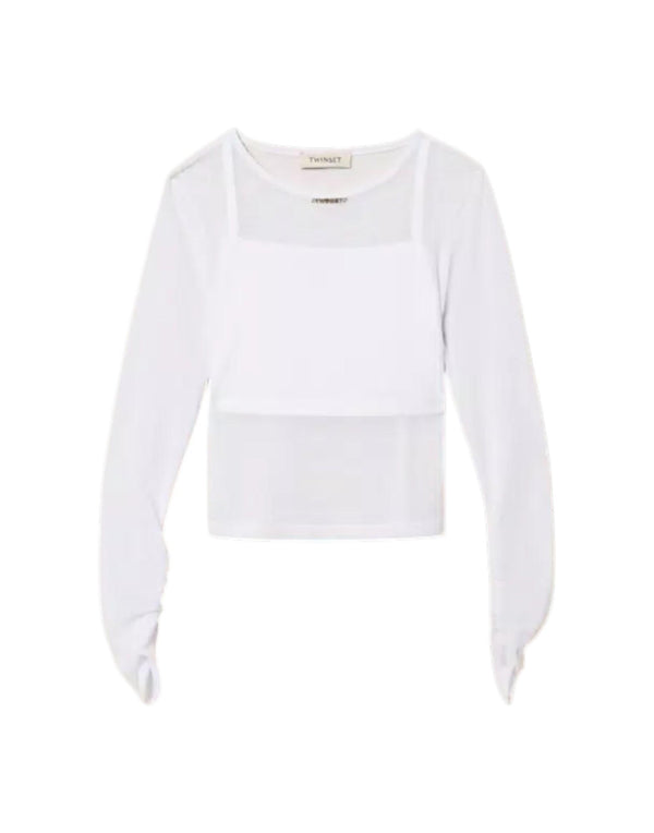 261GJ2183 00526 Top in tulle con arricciatura 261GJ2183 00526 Twinset 