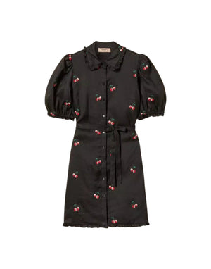Twinset Abito Corto Ramiè Ricami Abito donna black/cherries red embroidery