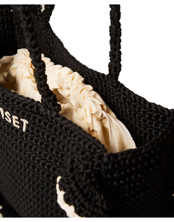 Twinset Borsa Shopper Crochet Balze Borsa donna bic.nero/grigio immagine 4
