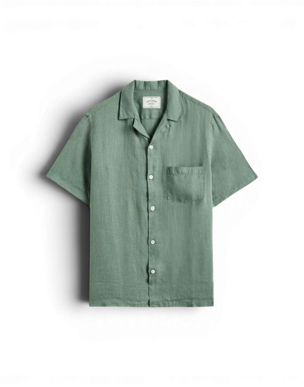 SS26.067 DRY GREEN linen camp collar SS26.067 DRY GREEN Portuguese Flannel 