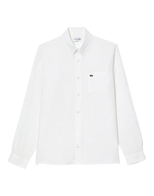 Lacoste Camicia di lino regular fit Camicia uomo bianco