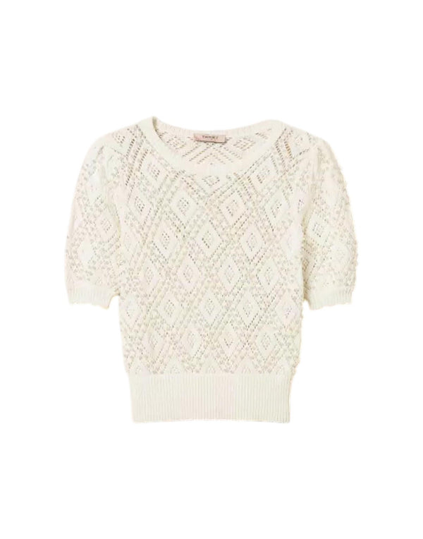 261TP3201 00059 Maglia a losanghe con perle 261TP3201 00059 Twinset 