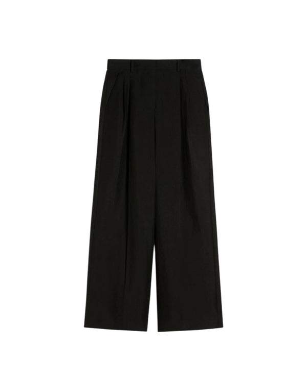 Weekend Max Mara Pantalone wide leg viscosa e lino Pantaloni Palazzo donna nero