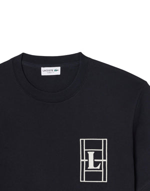 Lacoste T-shirt in jersey pesante ricamato T-shirt uomo nero immagine 2