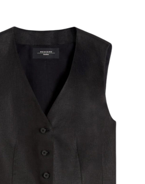 Weekend Max Mara Gilet in canvas di lino Smanicati donna nero immagine 2