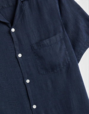 SS26.067 NAVY linen camp collar SS26.067 NAVY Portuguese Flannel 