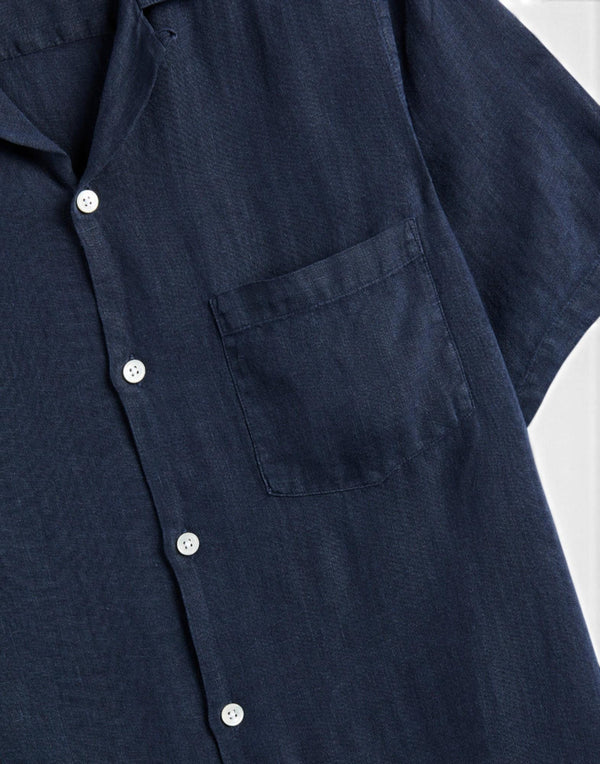 SS26.067 NAVY linen camp collar SS26.067 NAVY Portuguese Flannel 