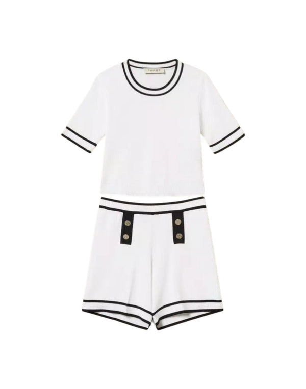 261GJ3070 13203 Maglia e shorts in maglia con bordature 261GJ3070 13203 Twinset 