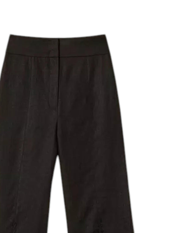 261TT2184 00006 Pantaloni cropped in lino con pizzo 261TT2184 00006 Twinset 