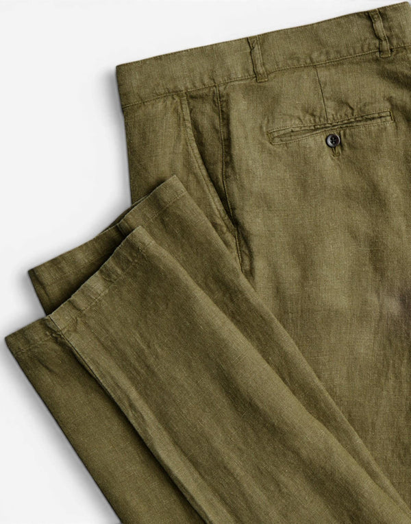 SS26.069 OLIVE linen trousers SS26.069 OLIVE Portuguese Flannel 