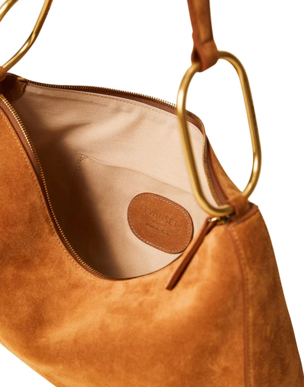 261TB7086 11061 Borsa "Liliane" media in suede con anelli 261TB7086 11061 Twinset 