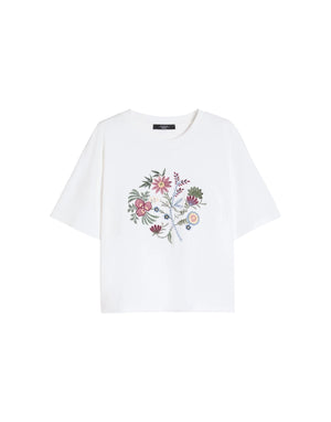 Weekend Max Mara T-shirt in jersey di cotone con stampa Top donna bianco