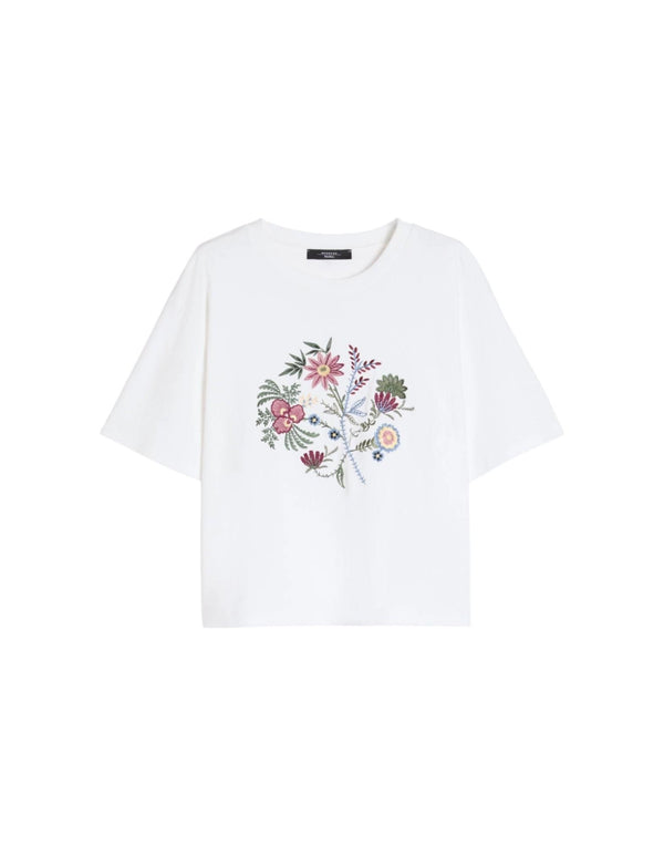 Weekend Max Mara T-shirt in jersey di cotone con stampa Top donna bianco
