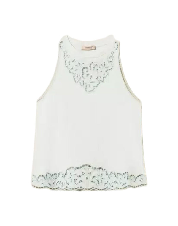 261TP2441 13162 Top con ricamo intarsiato 261TP2441 13162 Twinset 
