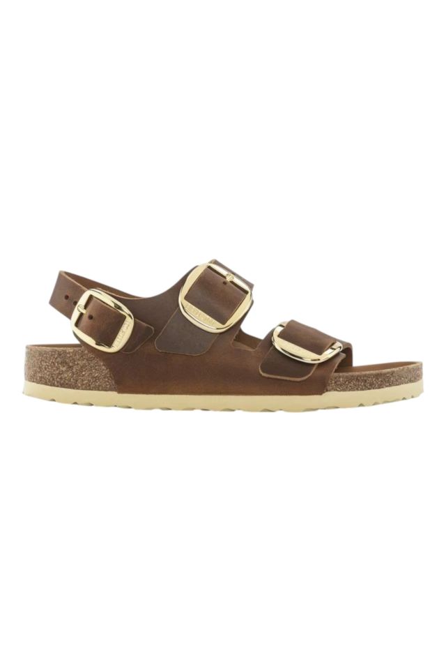 Birkenstock Milano Big Buckle cognac, Oiled Leather