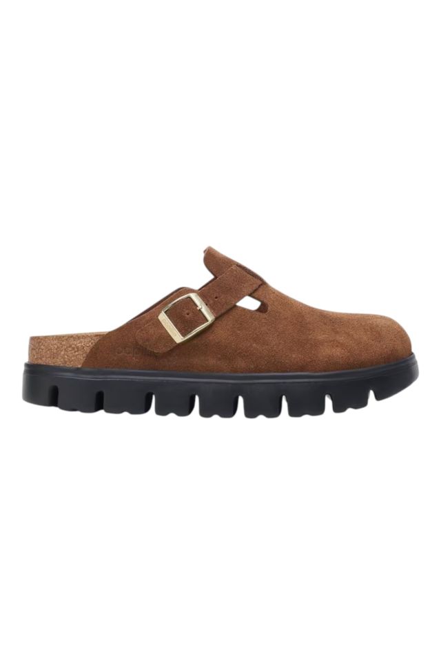 Birkenstock Boston Chunky dark tea, Suede Leather